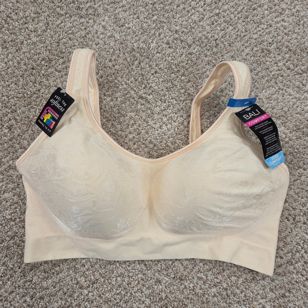 NWT Bali XL Comfort Revolution Shaping Wireless Bra DF3488 Light Beige